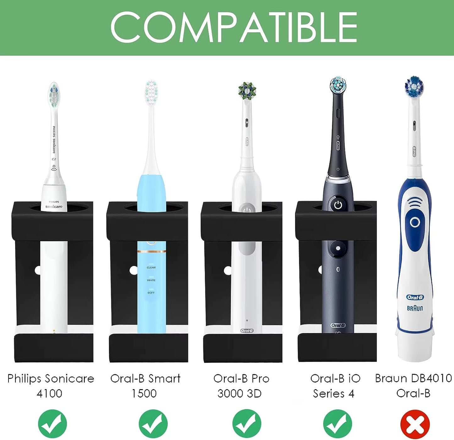 Aluminum Wall Mount Electric Toothbrush Holder for Bathroom, Shower, Toothbrush Hanger Brush Stand, Hanger Bathroom Organizer