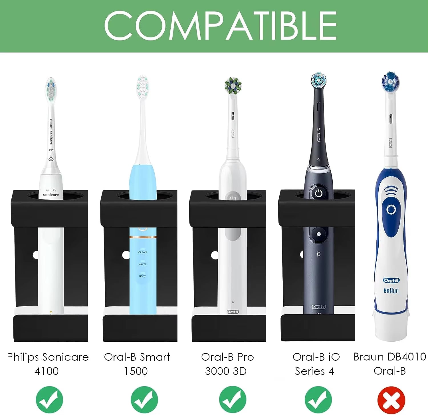 Aluminum Wall Mount Electric Toothbrush Holder for Bathroom, Shower, Toothbrush Hanger Brush Stand, Hanger Bathroom Organizer