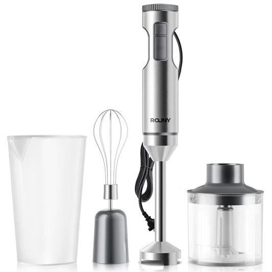 Hand Immersion Blender Powerful 4-In-1,Stainless Steel Stick Food Mixer,700Ml Mixing Beaker,500Ml Processor,Whisk
